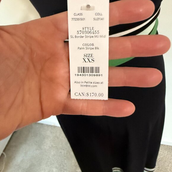 NWT White House Black Market Black Green Tank A-line Dress Sleeveless XXS Midi - Picture 10 of 13